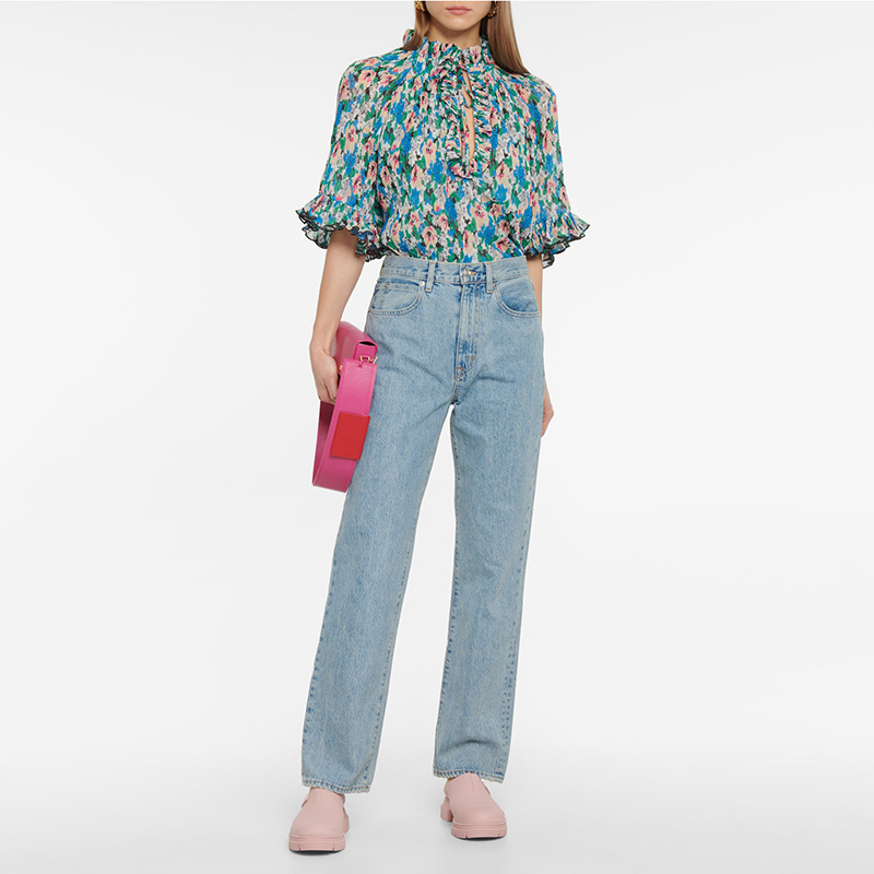 Title 11, Printed Mid-sleeve Georgette Shirt And Chiffon Top