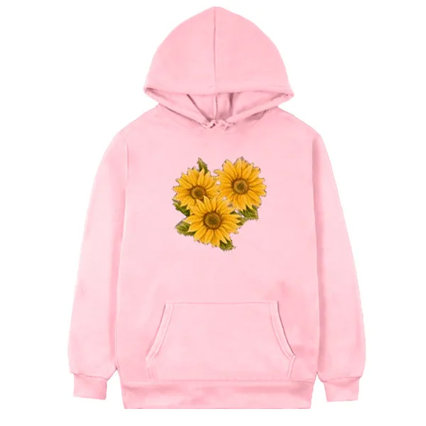 Long sleeved Hooded Sweatshirt With Print All match Pullover Sweatshirt Pink - Shop at LoveMi