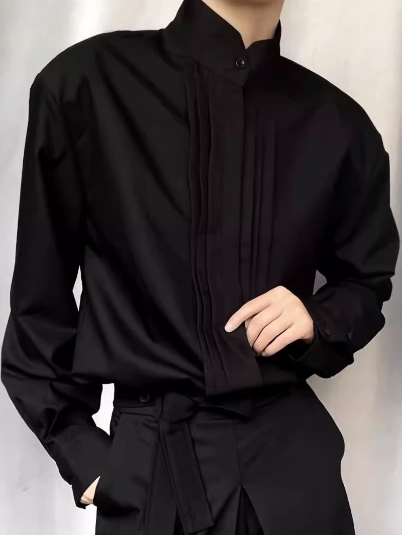 Men's Pleated Shoulder Padded Shirt