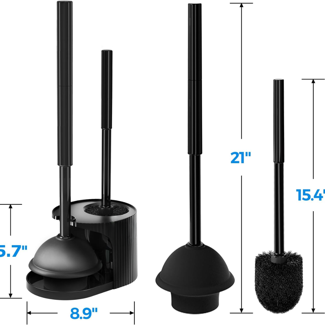 Toilet Plunger And Brush Set Extended Handle Plunger Toilet Bowl Brush Plunger Set Bathroom Cleaning Tools Toilet Brush Plunger Combo Cleaning Brush Bathroom Cleaning Supplies — foto 2