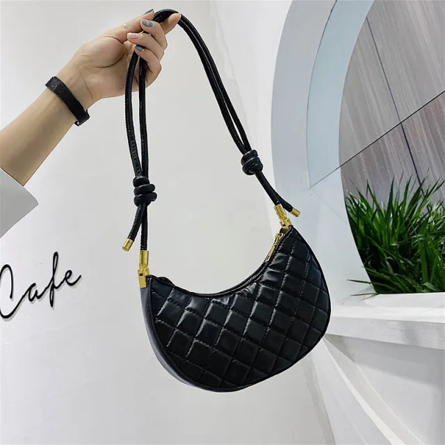 Fashion Messenger Bag All Match Women's Single Shoulder Underarm Bag Crescent Bag Black - Shop at LoveMi