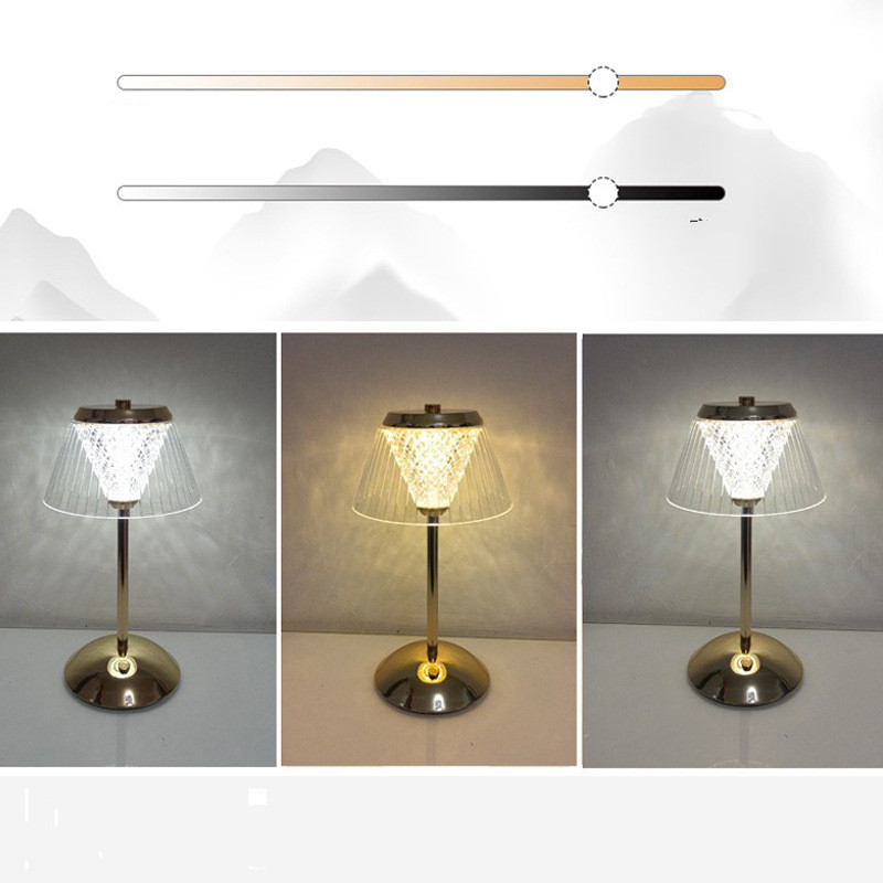 مصباح طاولة مطعم بتصميم قضيب ألماسي رومانسي مع جو كريستالي إبداعي