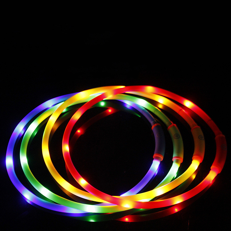 Collier de chien de compagnie lumineux LED étanche à tube rond