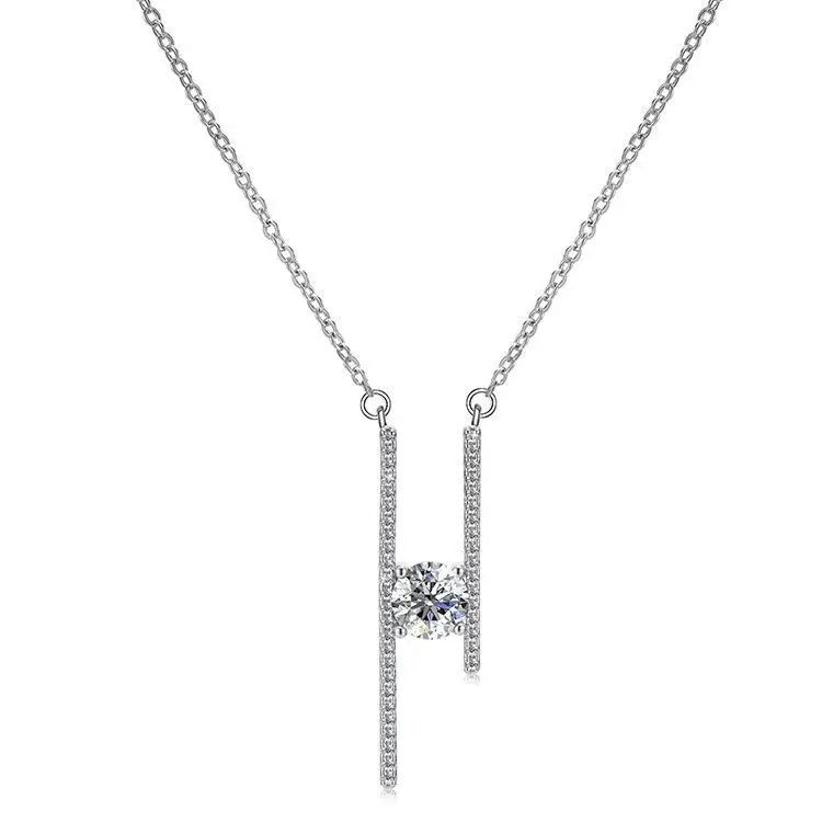Sterling Silver Fairy Asymmetric Moissanite Micro-inlaid All-match Fashion Sweater Necklace