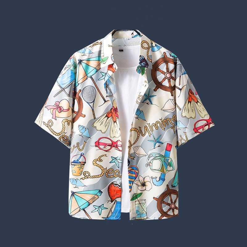 Title 4, Hawaiian Beach Flower Shirt Short Sleeve Mens ...