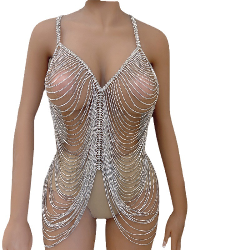 Title 1, Luxury Multi-layer Fringed Rhinestone One-piece