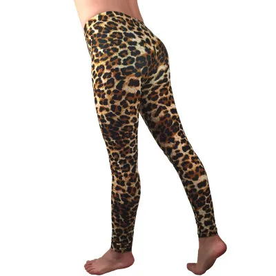 New Leopard Print Slim Leggings Women's Large Size High Stretch Synthetic Fiber Sweatpants Yellow - Shop at LoveMi