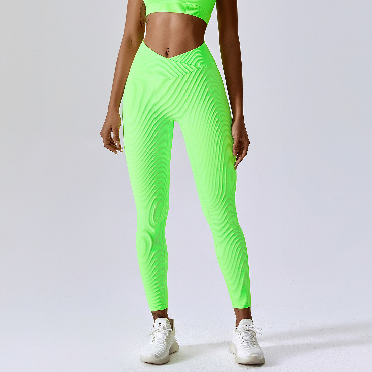 Threaded European And American Tight Yoga Pants For Outer Wear Fluorescent Green - Shop at LoveMi