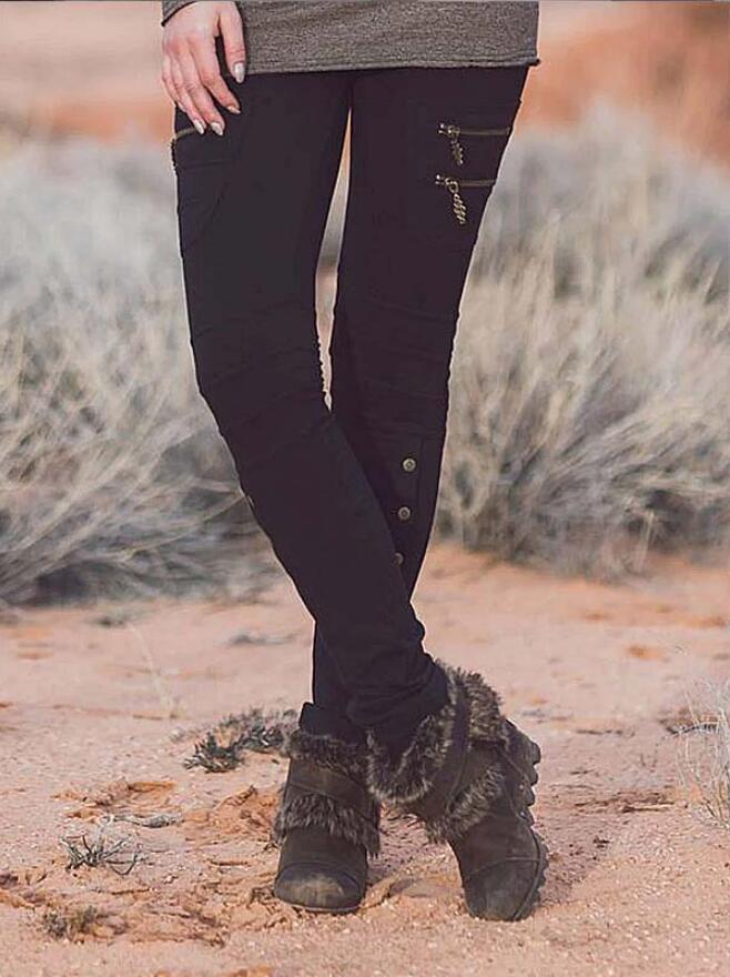 Women's Zipper Casual Cotton Blend Trousers