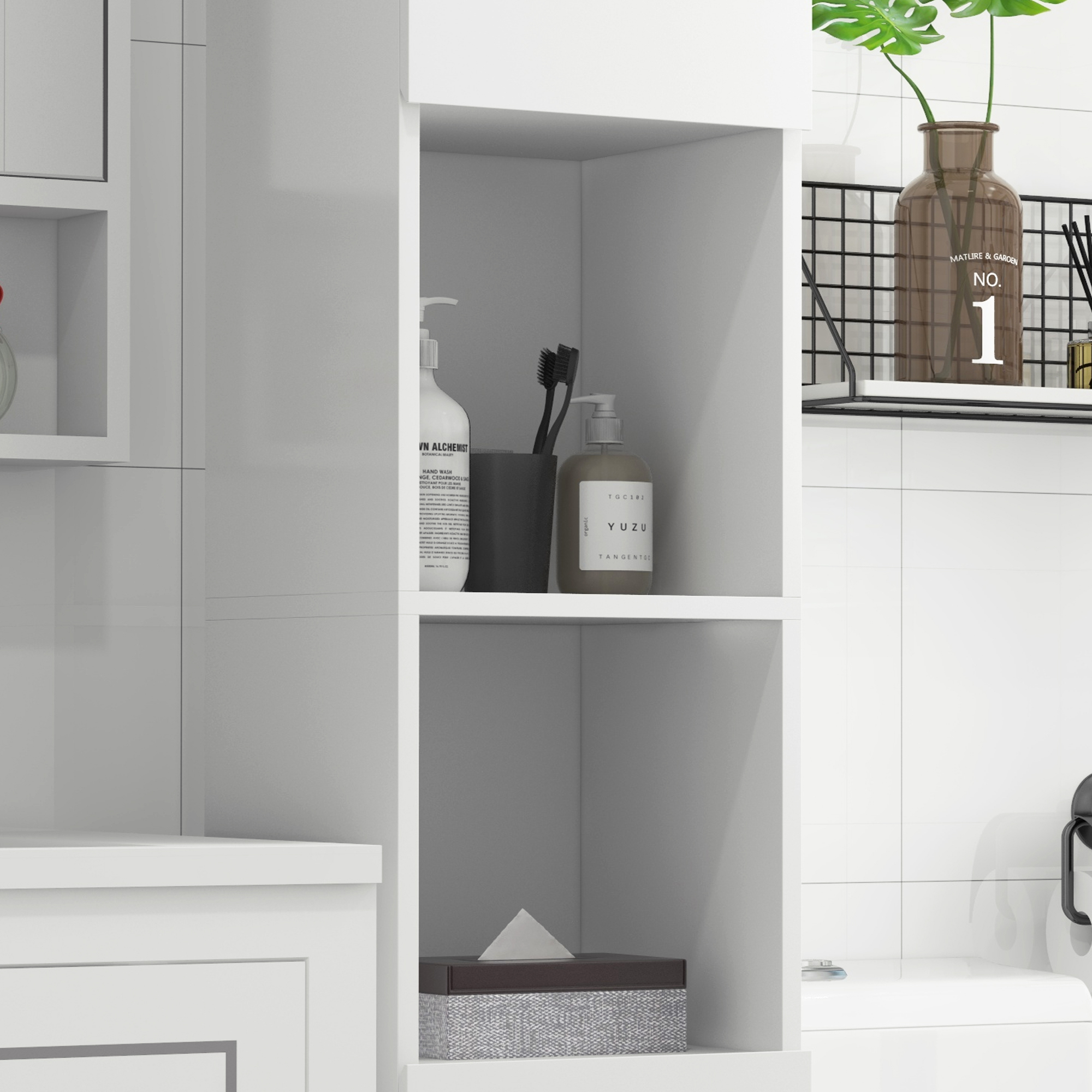 Independent Bathroom Cabinet, High Gloss Storage With Door And Adjustable — image 7