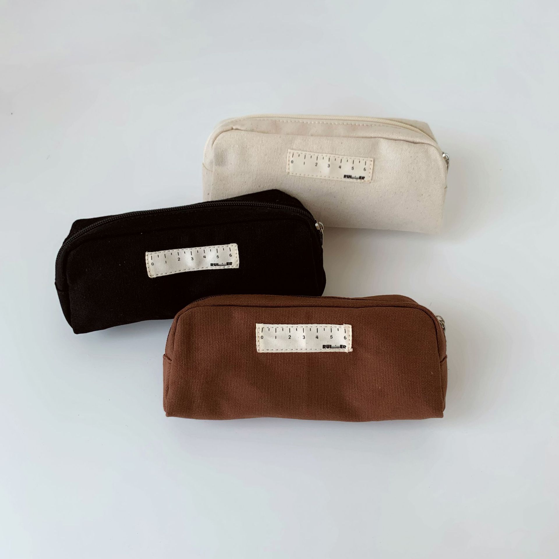 Solid Color Canvas Pen Bag Student Exam Stationery Creative Simple