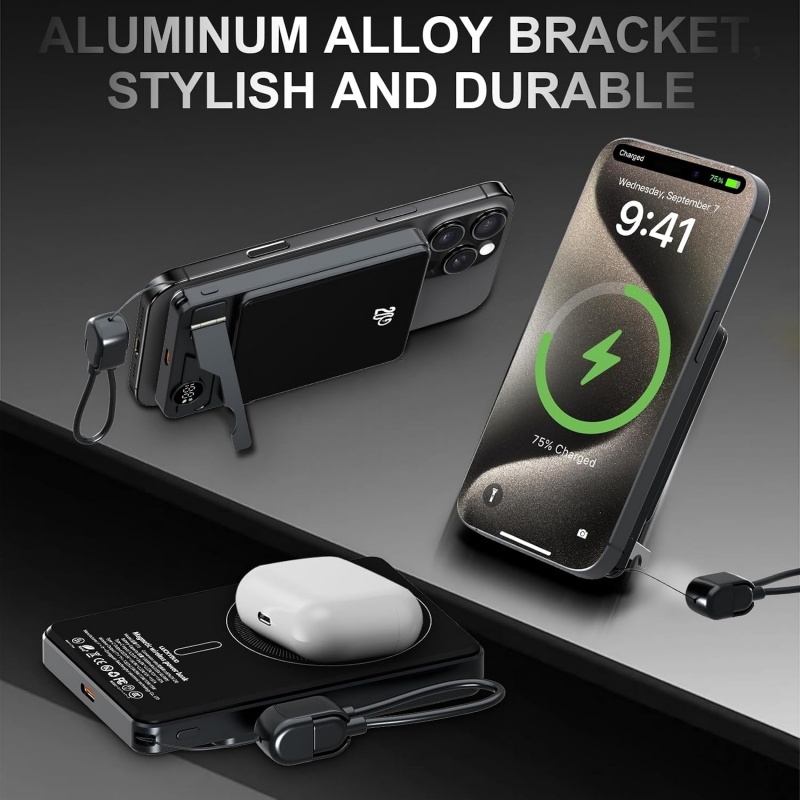 5000mAh Magnetic Wireless Power 20W Fast Charger Bank For Smartphones 2