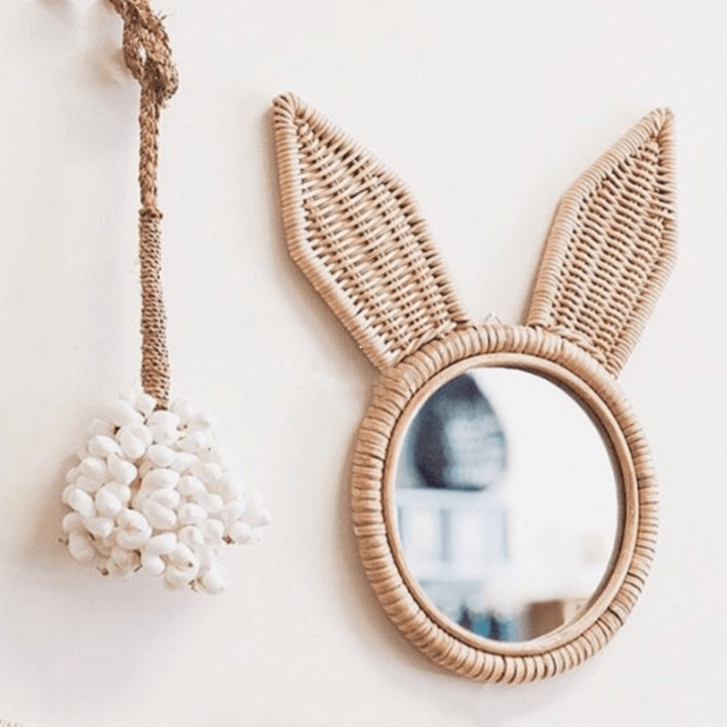 Specchio e mirror con stile di rattan, arredamento casa, legno, per il trucco