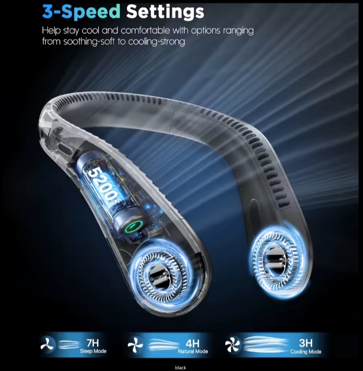 Portable Neck Fan 5200mAh Rechargeable Bladeless Cooling Fan