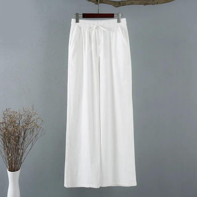 Women's Thin Cotton And Linen Wide leg Pants White - Shop at LoveMi