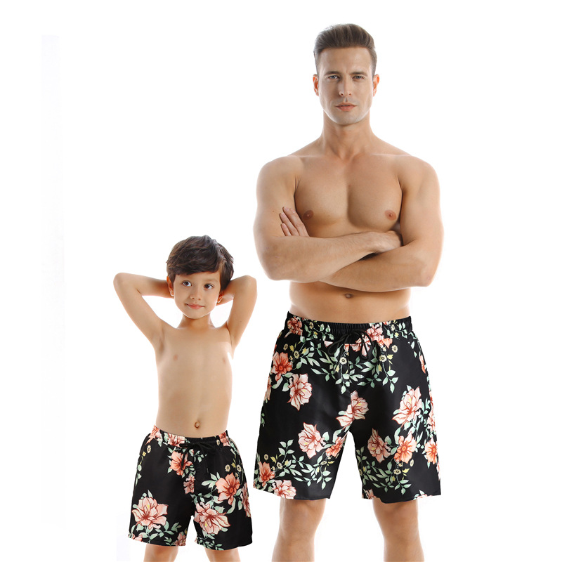 New Style Parent Child Swimwear Quick Drying Beach Pants Black - Shop at LoveMi