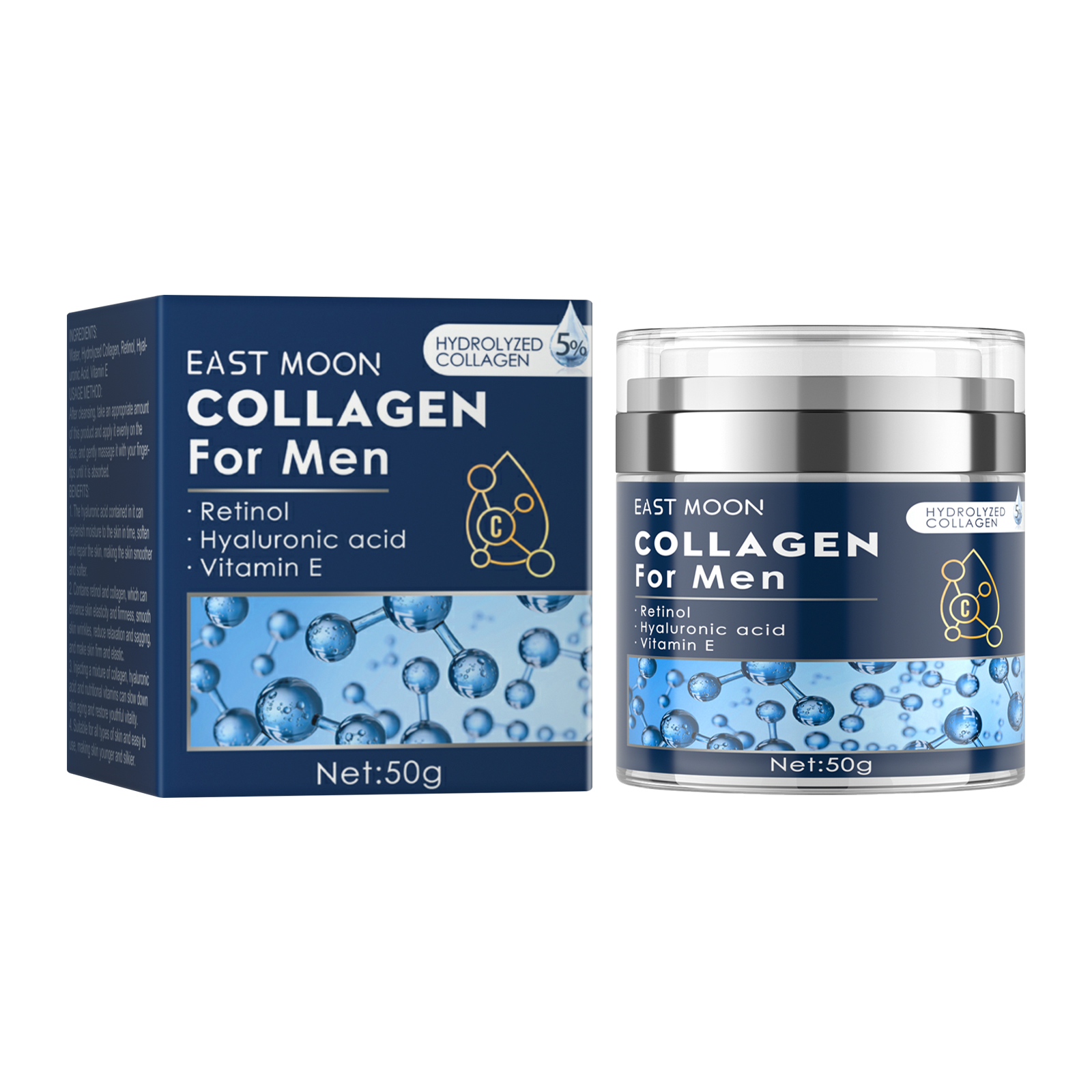 East Moon Collagen Cream, Fade Fine Lines Wrinkle Tight Facial Skin Moisturizing