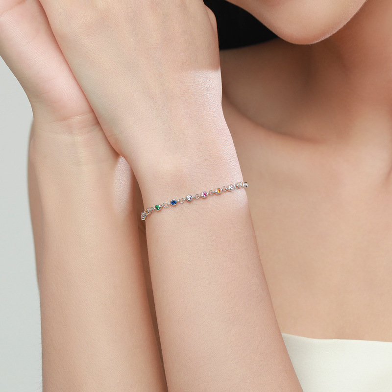 Title 2, S925 Sterling Silber Regenbogen Stein Armband, ...