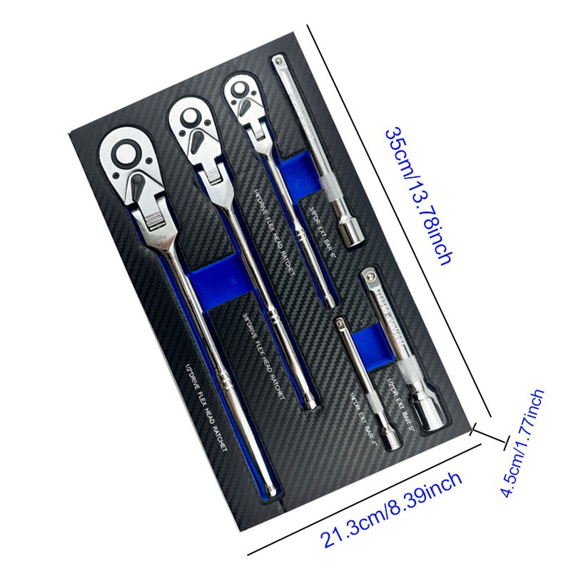 6Pcs Flex Head Swivel Ratchet Wrench Set Multi Drive — image 3