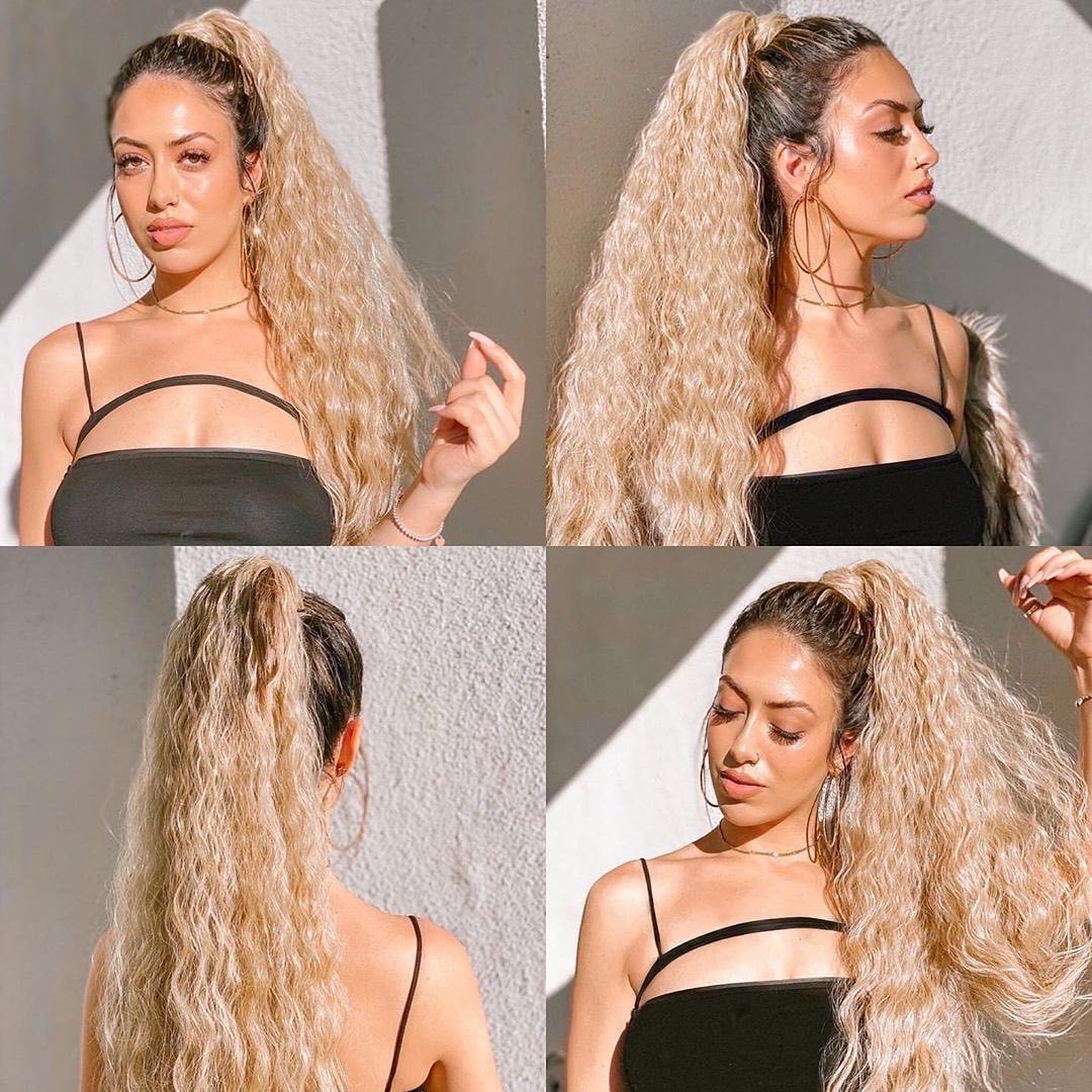 Ponytail Wig Water Wave Velcro Banding Chemical Fiber High Temperature Silk — foto 15