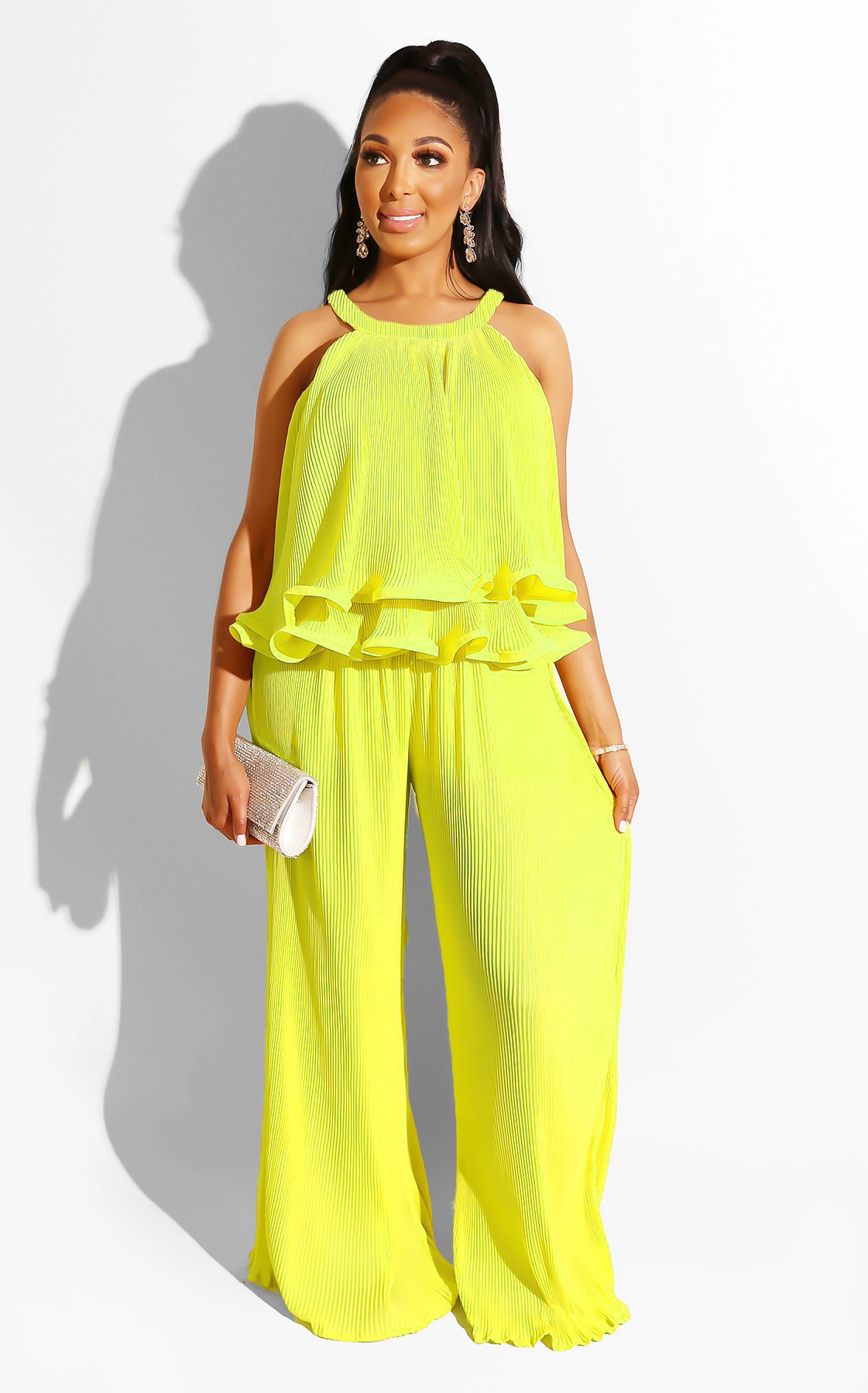 Women’s Summer Casual Solid Color Two Piece Suit