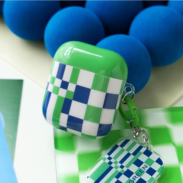 Green Grid Wireless Earphone Soft Cover