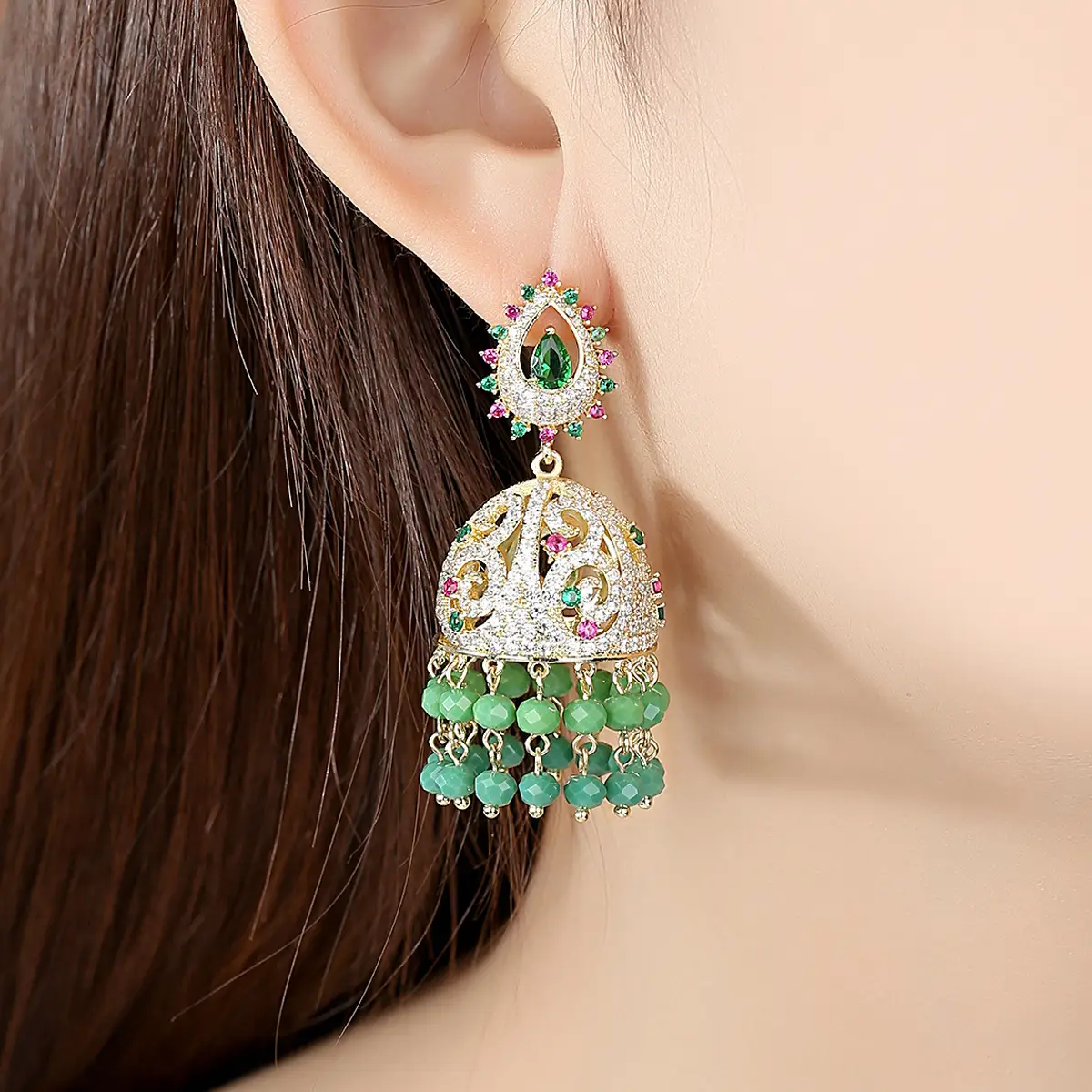 European And American Micro-inlaid Zirconium Style Earrings