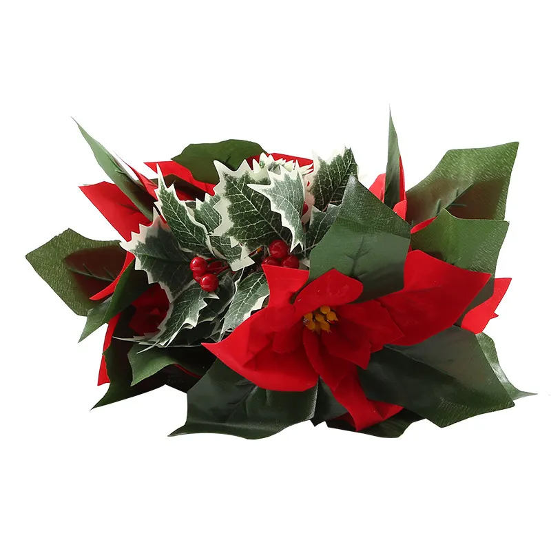 Led First Grade Christmas Lights With Red Flowers And Red Fruits For Home Decor – image 6
