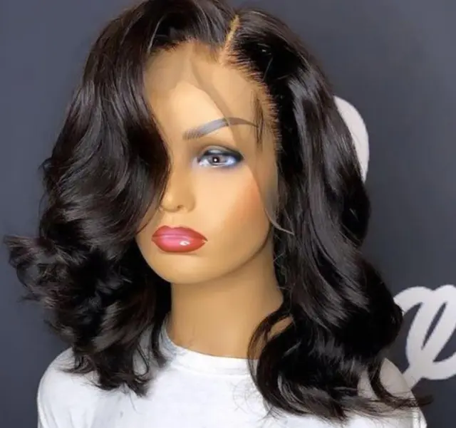 High Temperature Silk Mid section Medium length Curly Hair Women's Wig Black - Shop at LoveMi