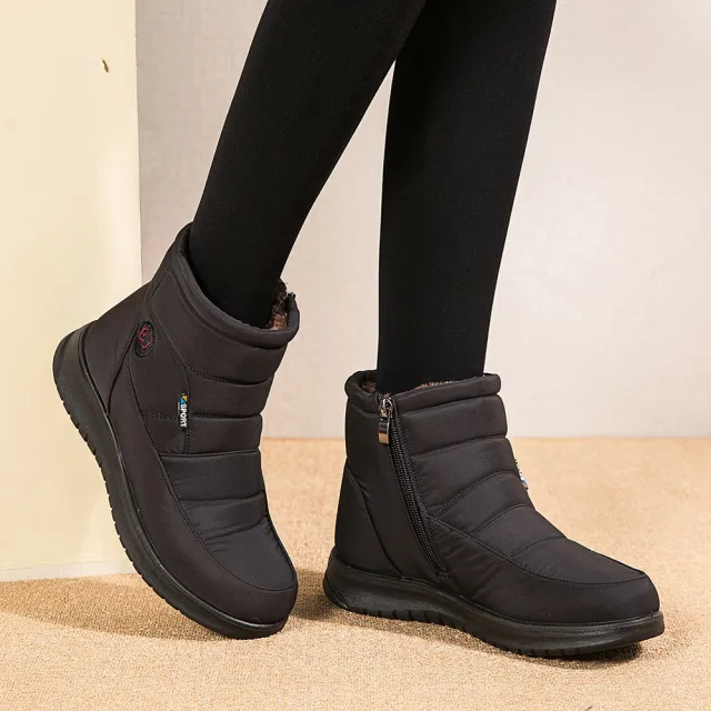 Ankle Boots For Women Non slip Waterproof Snow Boots Flat Heels Warm Shoes Black - Shop at LoveMi