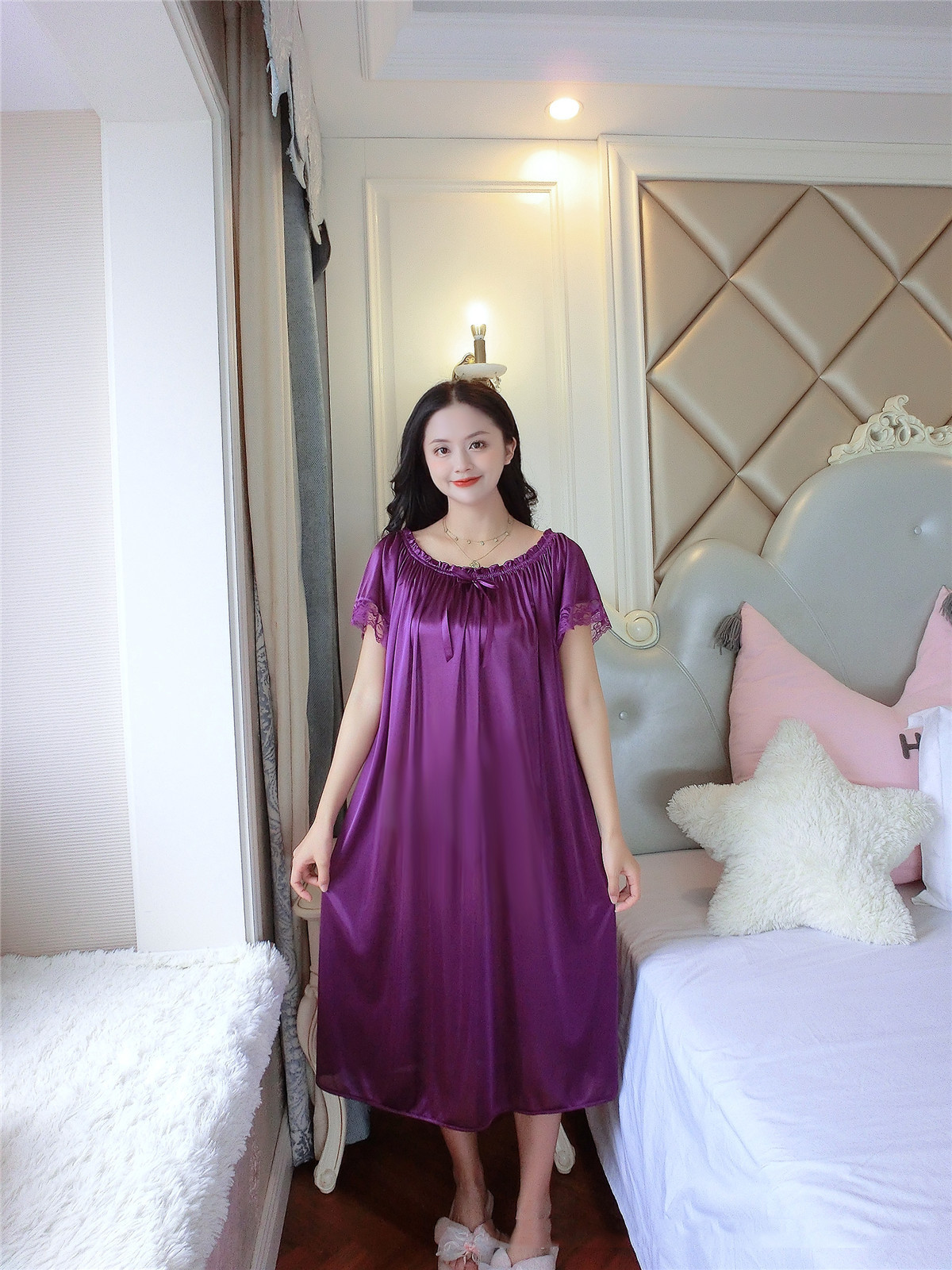 Title 8, Short Sleeve Nightdress Womens Thin Loose Home...