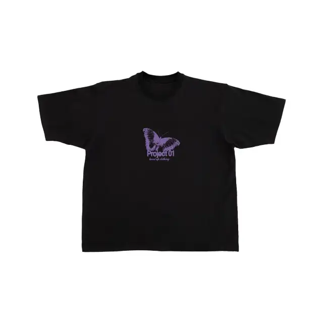 Butterfly Print Short Shirt Team Uniform European And American Fabrics Black - Shop at LoveMi