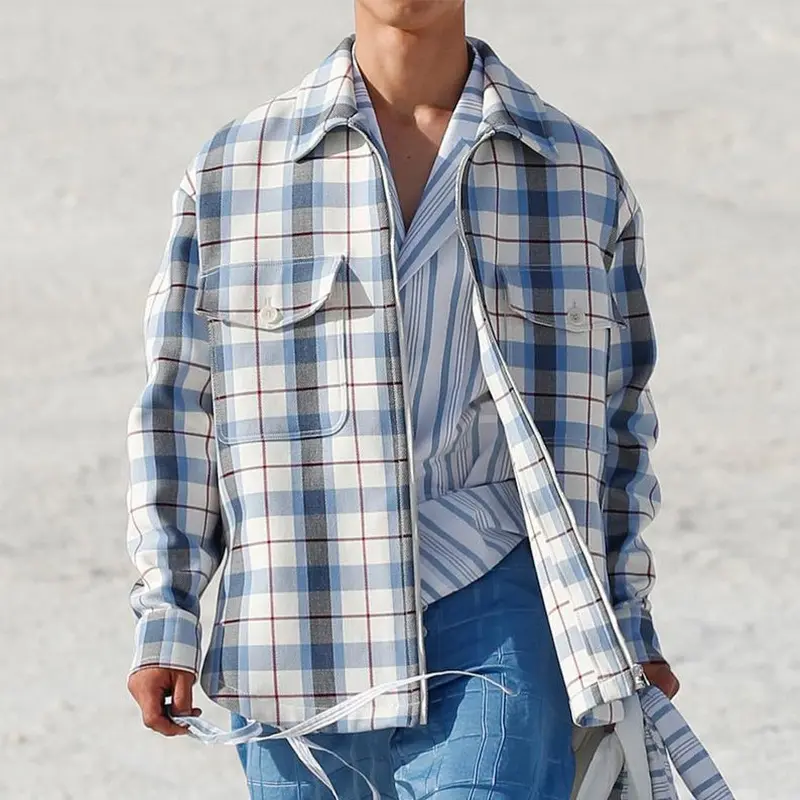 Slim Fashion Long Sleeve Plaid Shirt