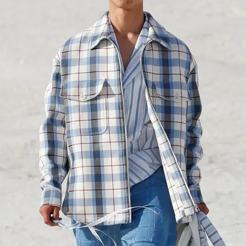 Slim Fashion Long Sleeve Plaid Shirt for Men