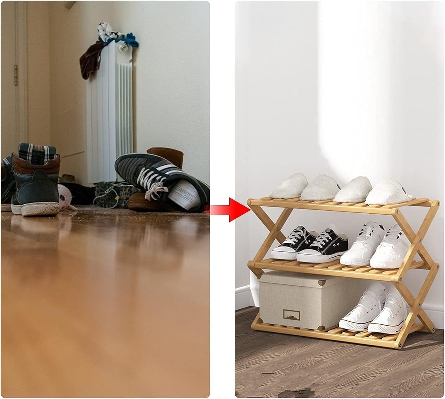 Bamboo Shoe Rack Portable Folding Storage Without Installation 34Tier — image 3