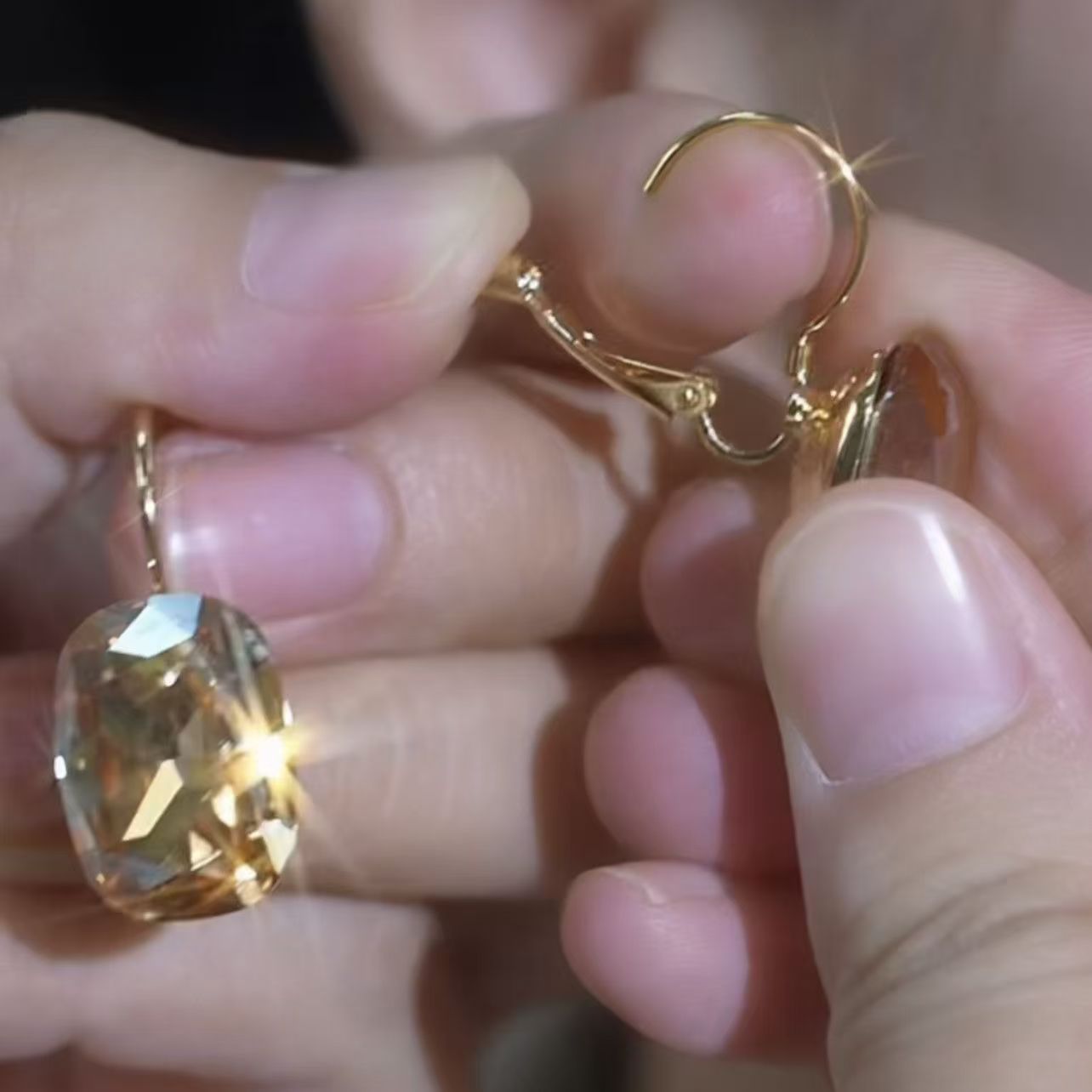 Manchettes d'oreille champagne avec strass — boucles sans perçage 2