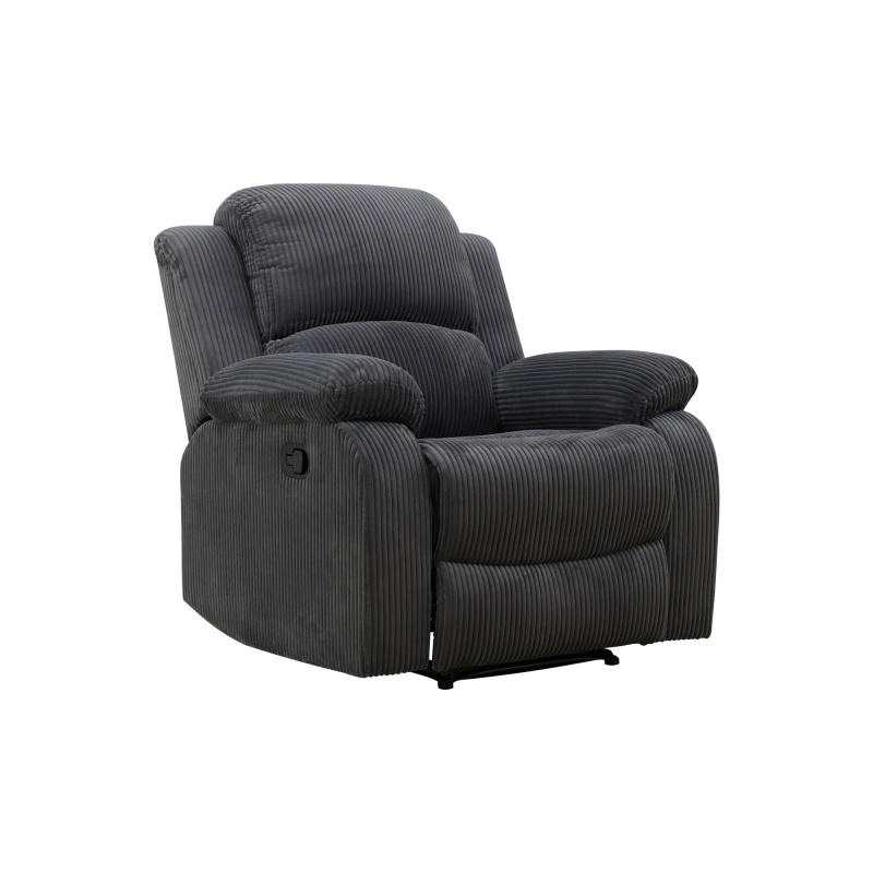 Pickup Only--Dark Grey Corduroy 3-Piece Living Room Recliner Sofa
