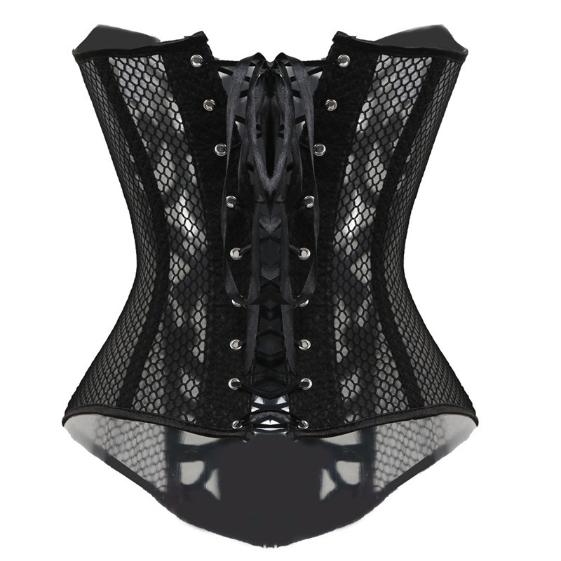 Title 5, Black Printed Mesh Court Corset