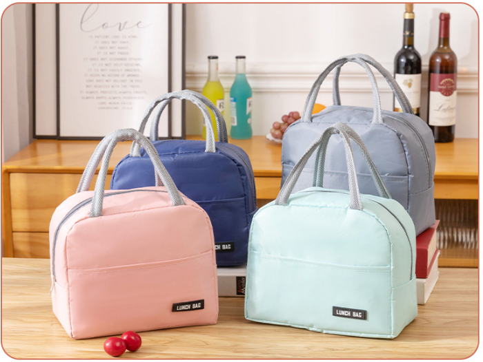 Solid Color Thickened Insulated Lunch Tote Bag, Portable Thermal Cooler Lunch Bag, Reusable Waterproof Food Carrier Bag, Leakproof Lunch Container Bag