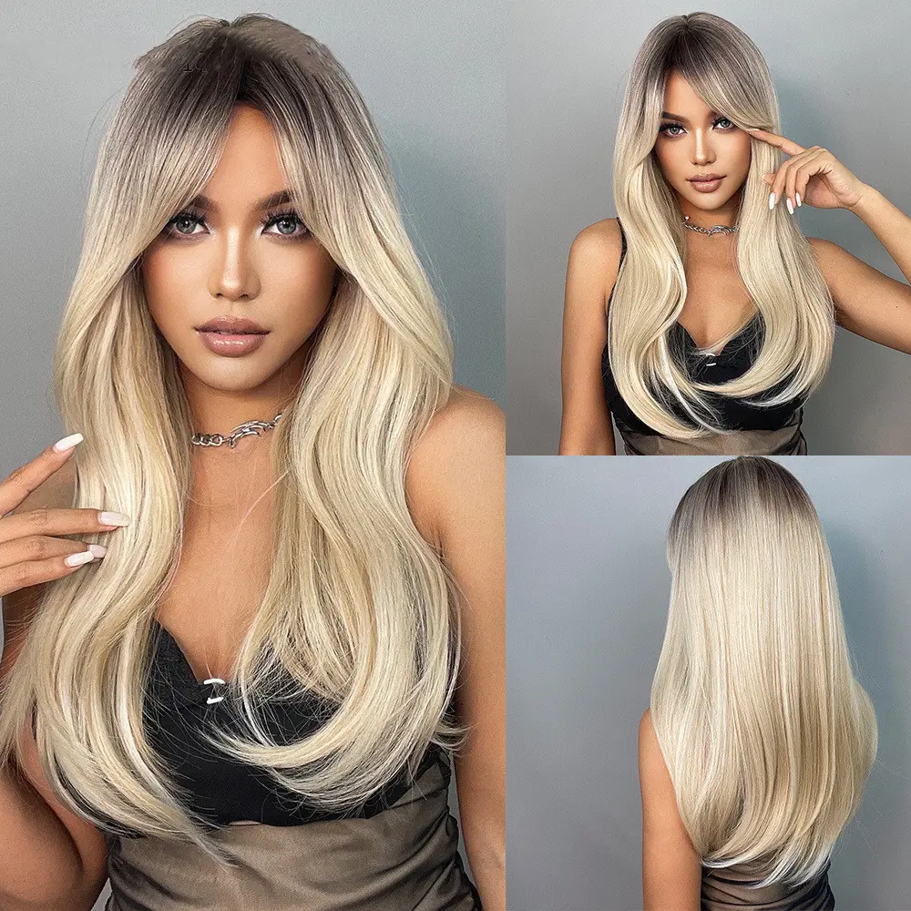 Black Gradient Golden Eight-character Bangs Hair Curling