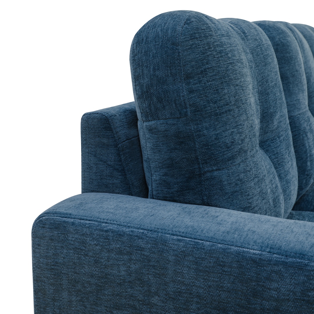 Pickup Only--Blue Flannel 3-Piece Couch Living Room Sofa Set