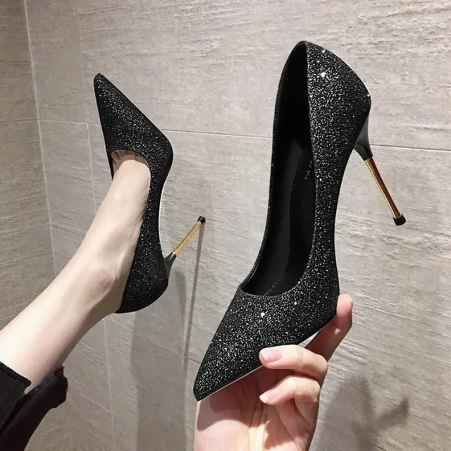 Low Top Korean Style Pointed Thin High heeled Shoes Black - Shop at LoveMi