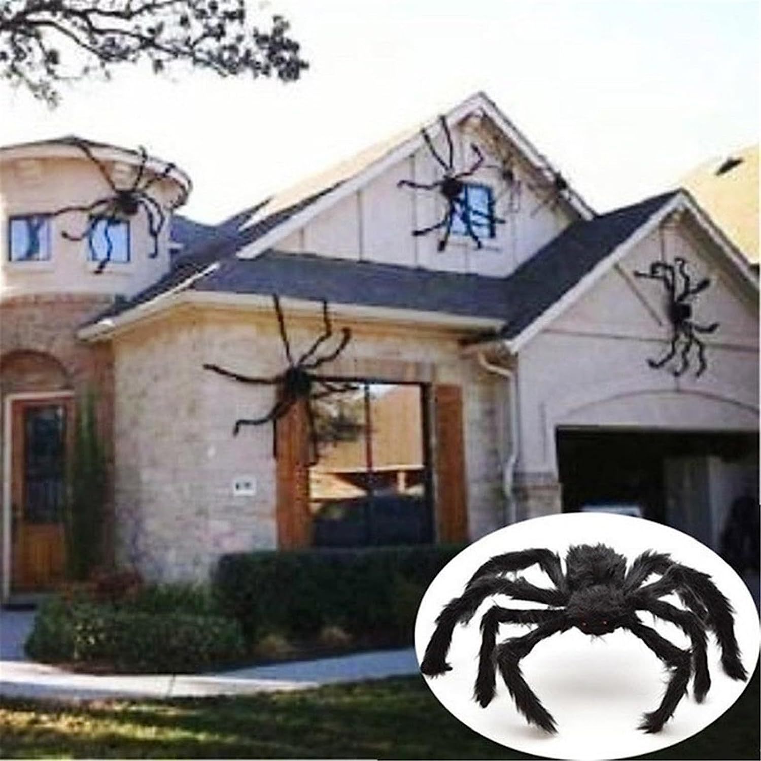 Halloween Decoration Simulation Plush Spider (Black-60cm)