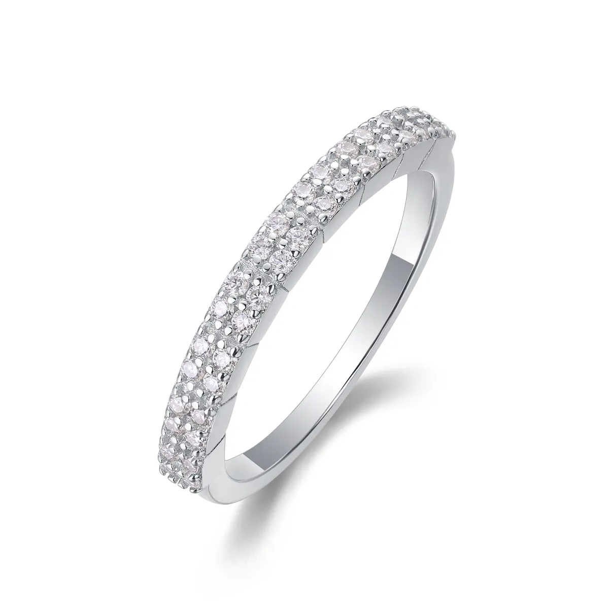 S925 Silver 2.1g Platinum Plated Moissanite Ring
