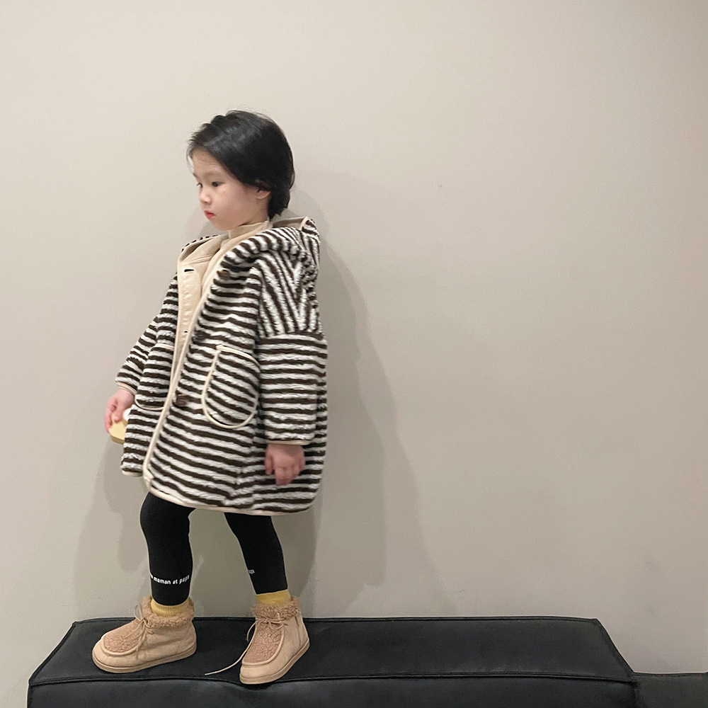 Title 2, Fall Winter Hooded Striped Coat Children