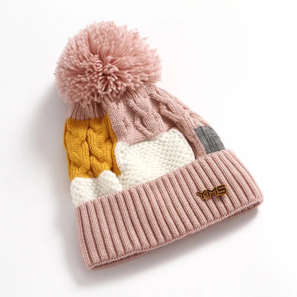 Women's Fashion Wool Fleece Warm Square Color Hat - Pink