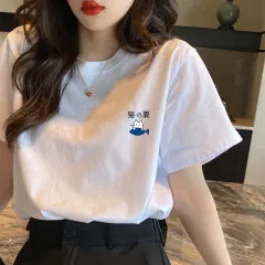 Pure Cotton Short-sleeved T-shirt Women's Summer New Loose - 8 Style - View 1