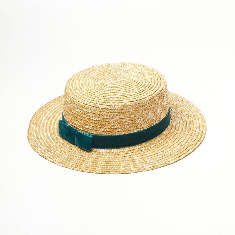 Title 6, Straw hat with velvet ribbon and flat top