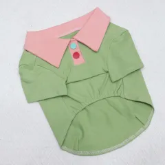 Contrasting Colour Short Body Bulldog Dog Clothes - Green - View 1