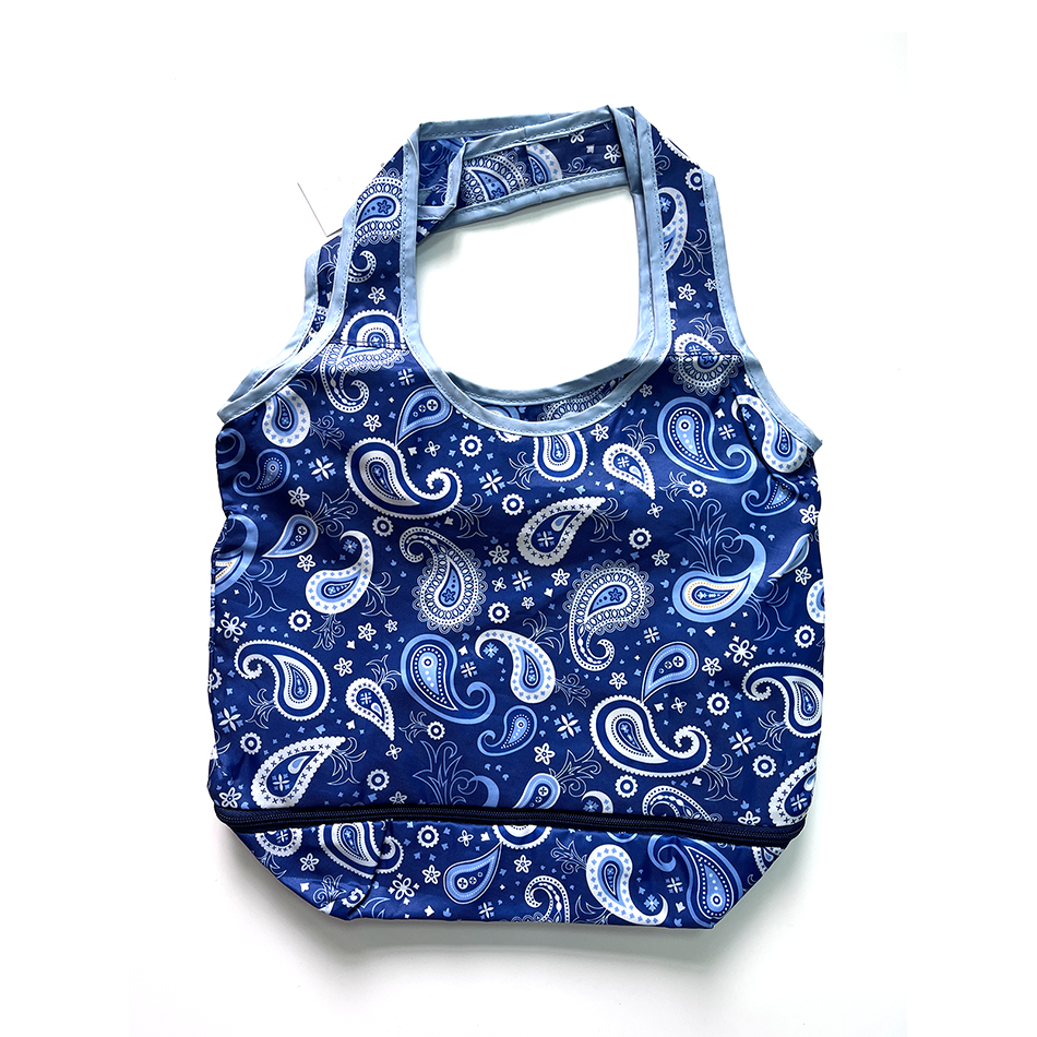 Reusable Shopping Bag Retractable Zipper Foldable Storage Tote Bag Eco-Friendly